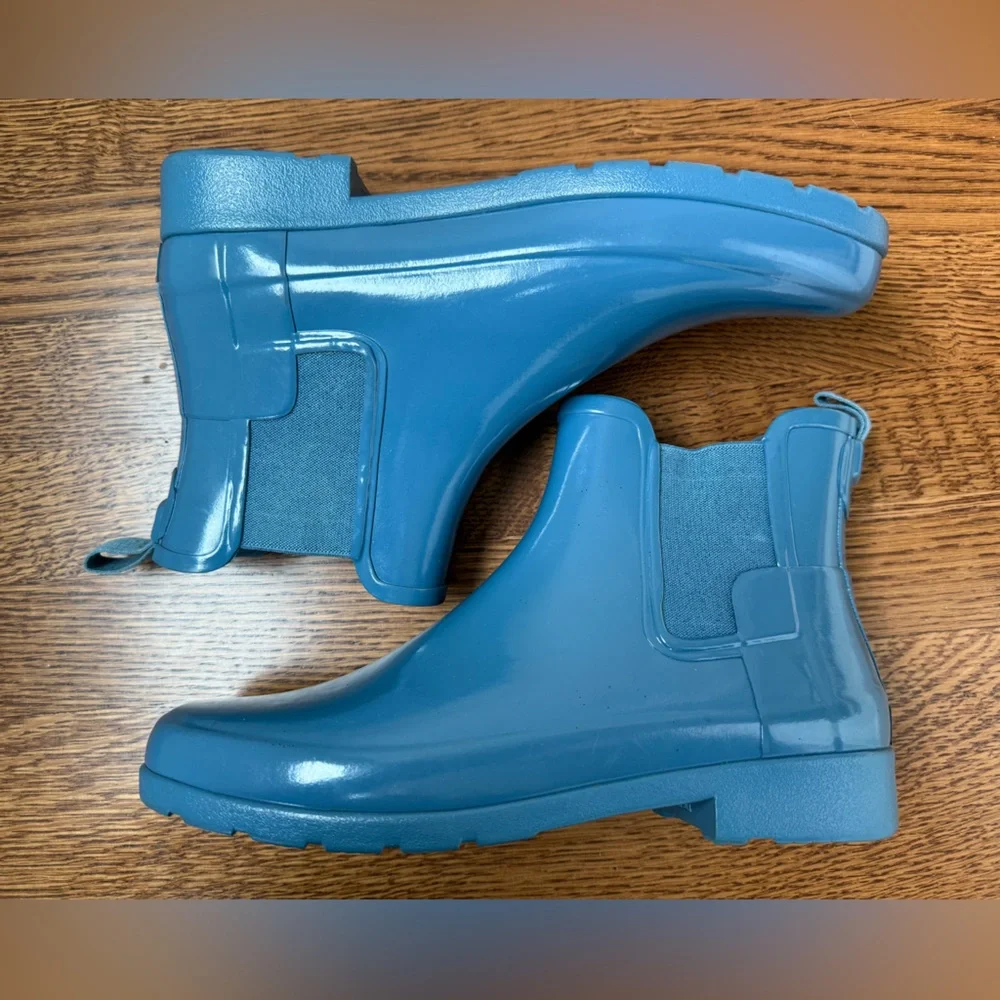HUNTER Original Chelsea Boots Gloss Blue Rain‎ Waterproof Wellies Rainboots 9